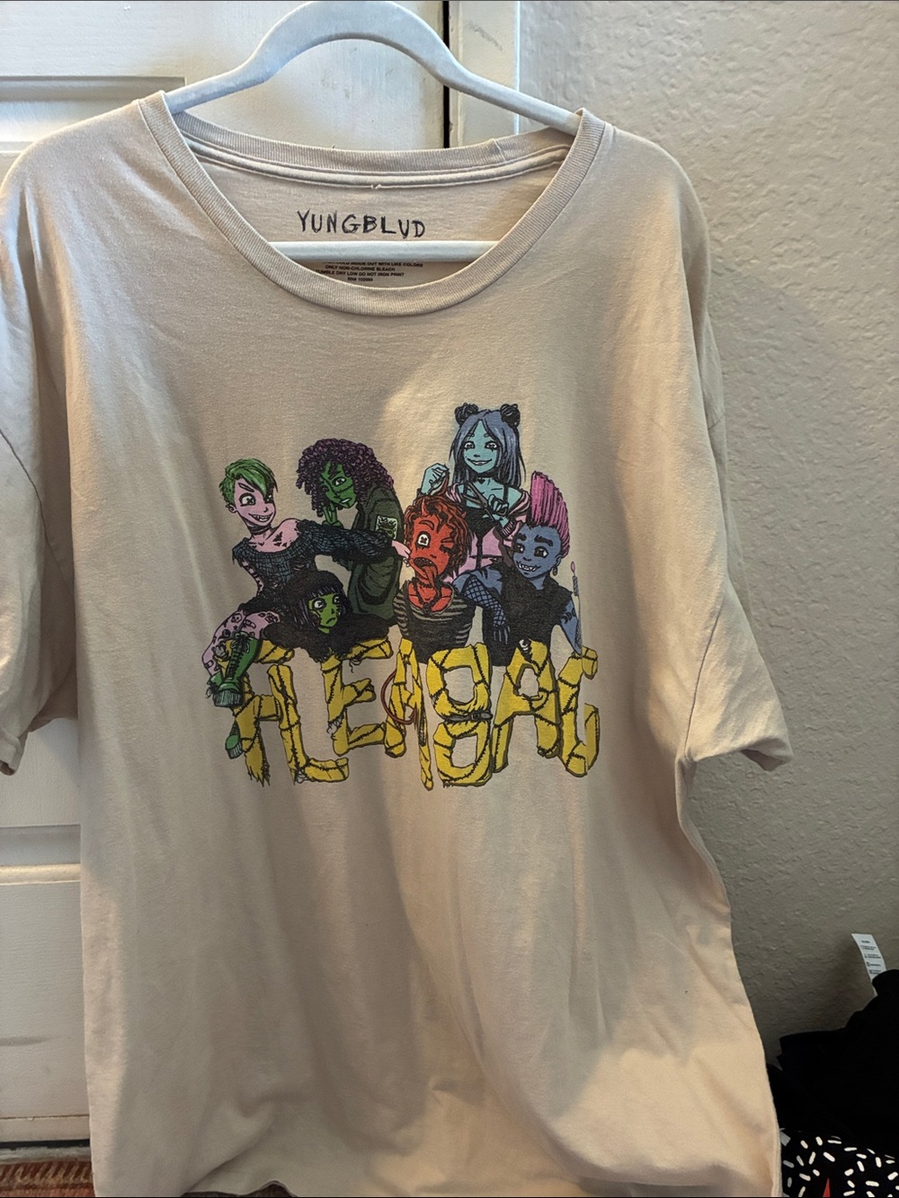 Yungblvd Kids' Beige Graphic Tee with Colorful Cartoon Print